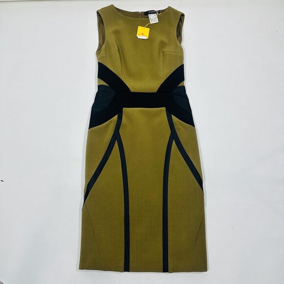 ETRO Women 42 US/6 Knee Length Sheath Dress Olive Green NWT $2,300 - Picture 1 of 11